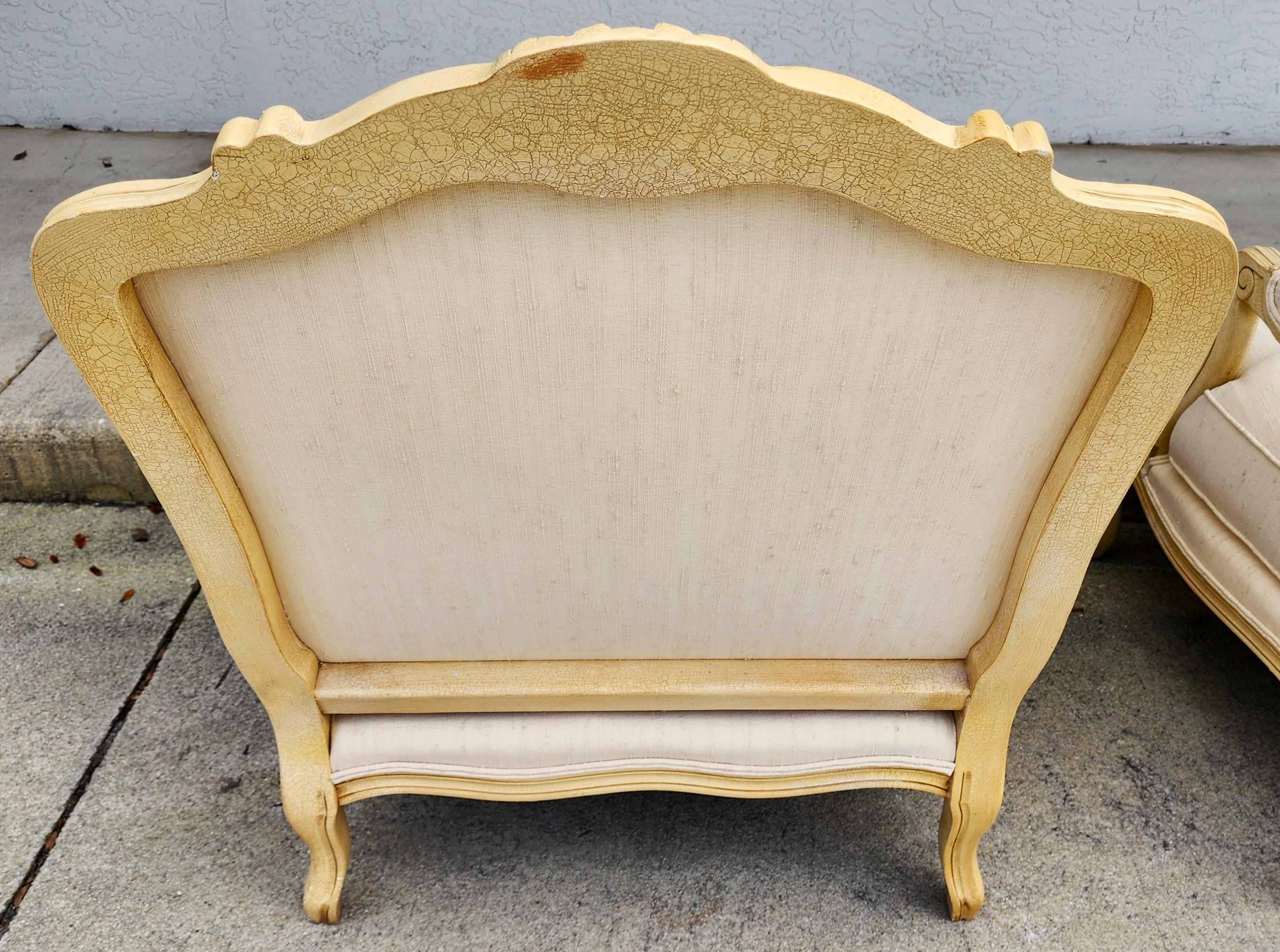 Drexel Heritage Louis XV French Armchairs Linen For Sale 12