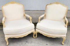 Drexel Heritage Louis XV French Armchairs Linen