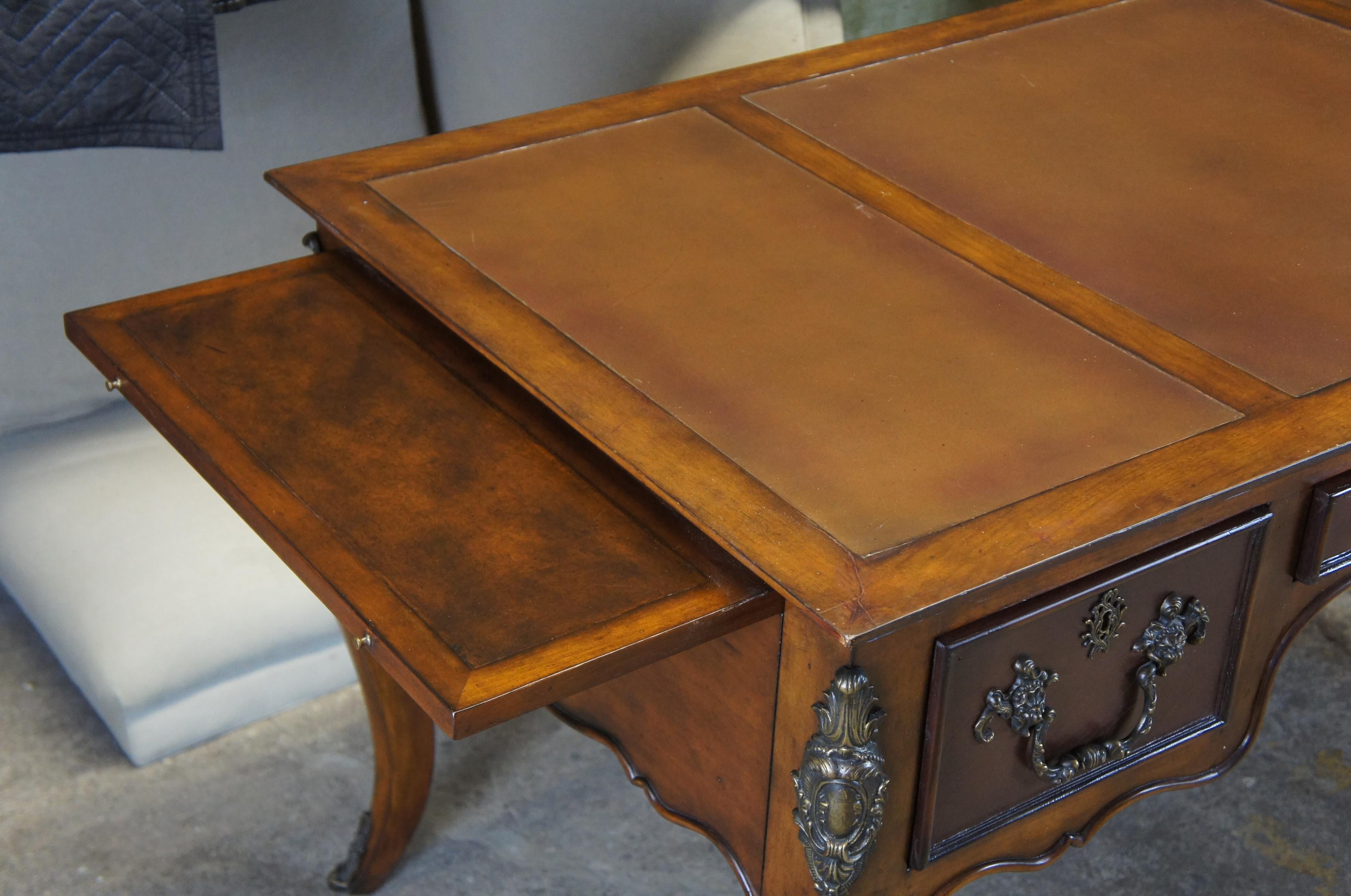 Drexel Heritage Love Letter Desk 311-910 French Country Cherry Library Leather In Good Condition In Dayton, OH