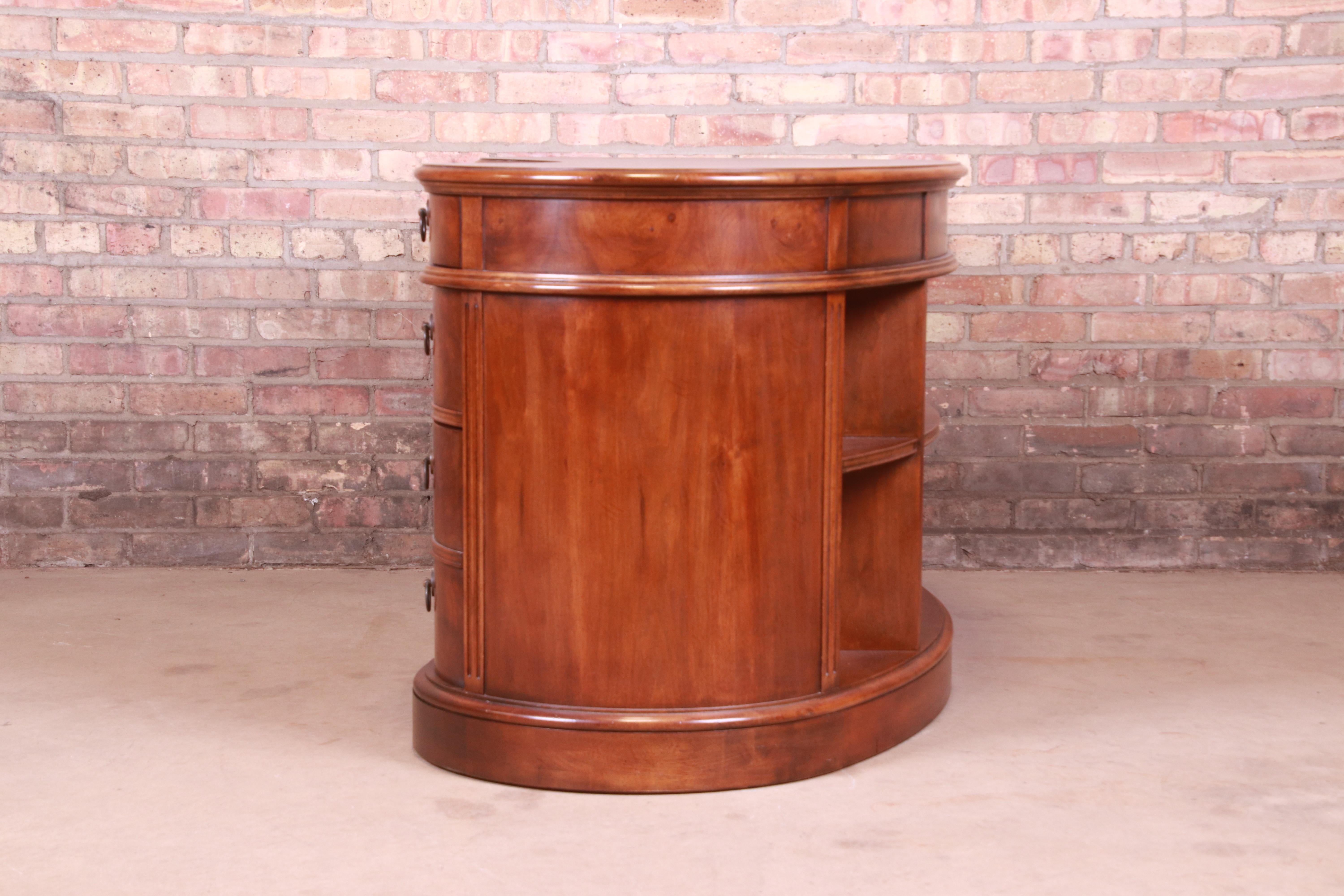 Drexel Heritage Mahogany and Burl Wood Kidney Shaped Desk with Bookcase 2