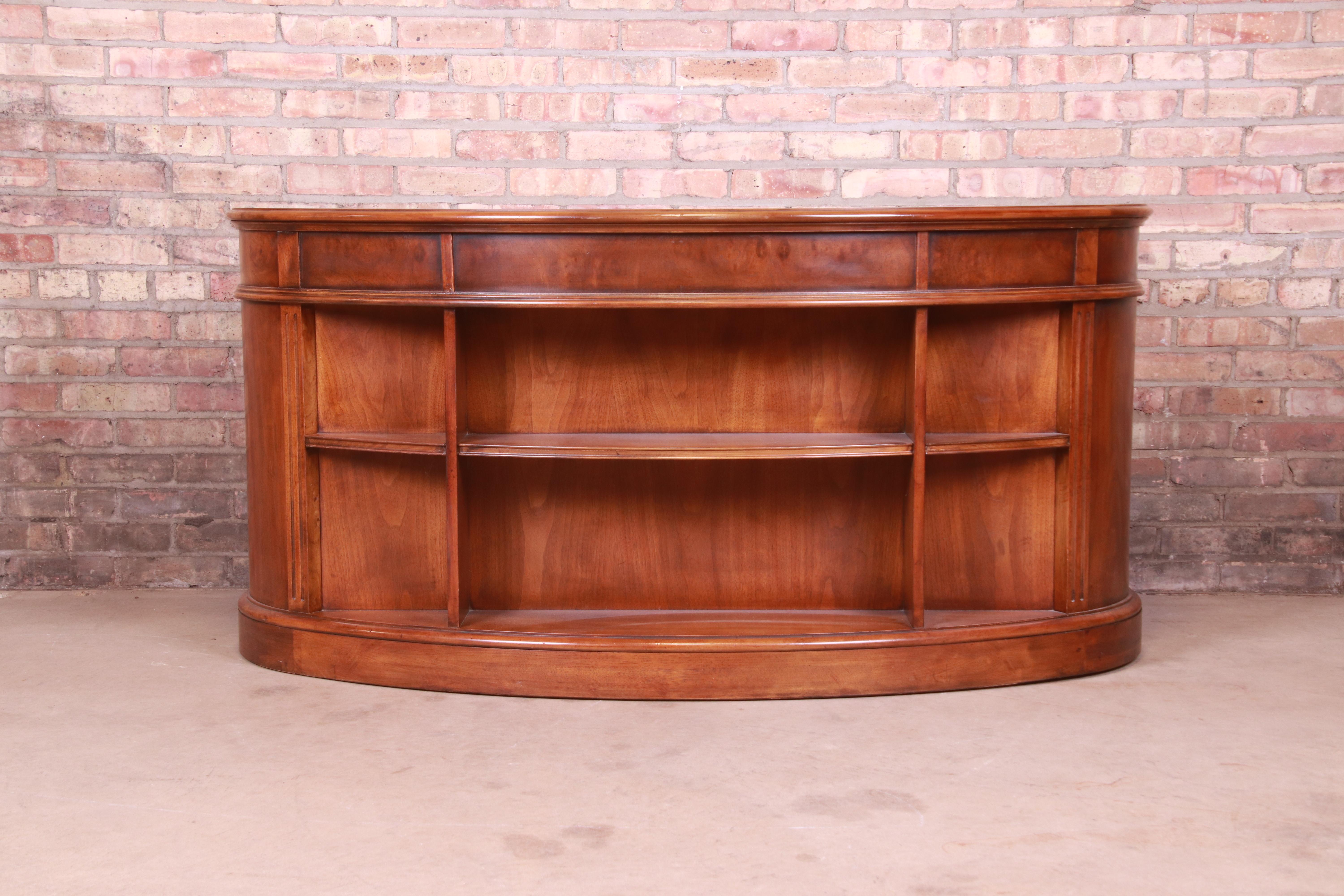 Drexel Heritage Mahogany and Burl Wood Kidney Shaped Desk with Bookcase 3