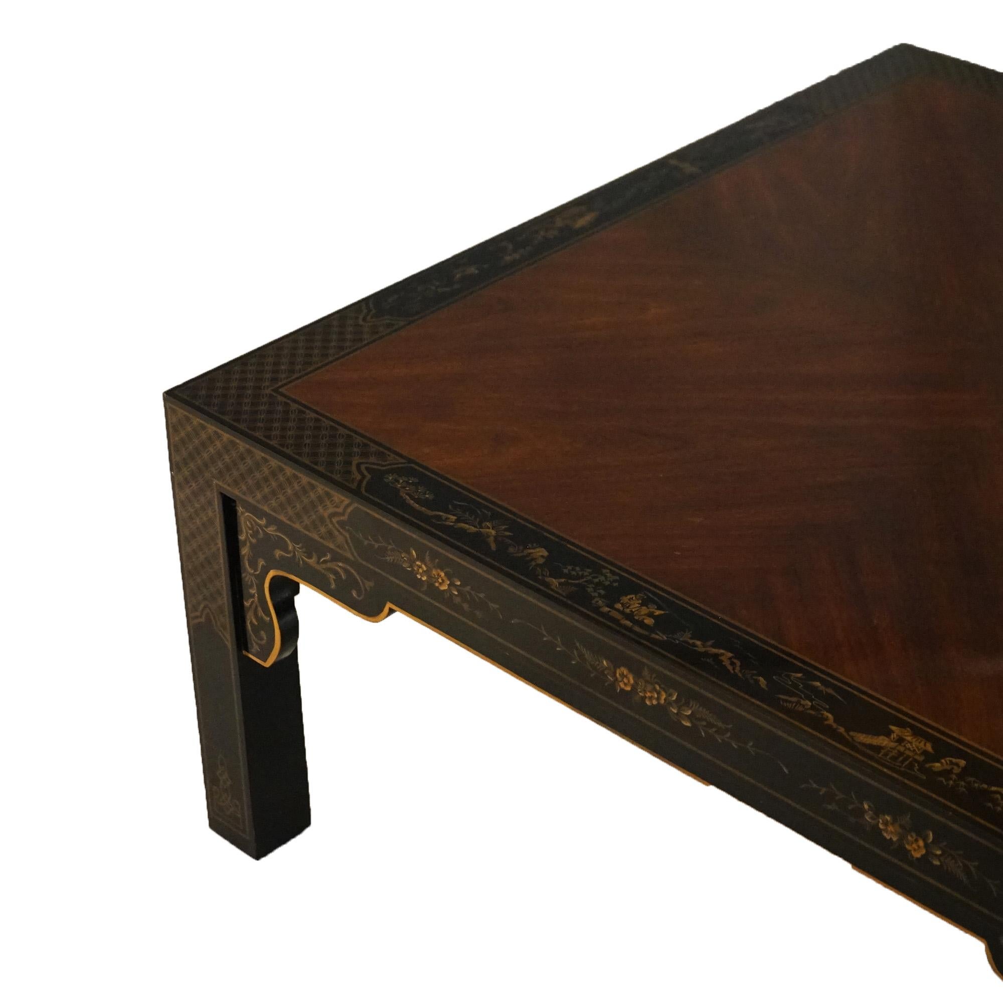  Drexel Heritage Mahogany And Ebonized Chinoiserie Decorated Low Table C1950 For Sale 6