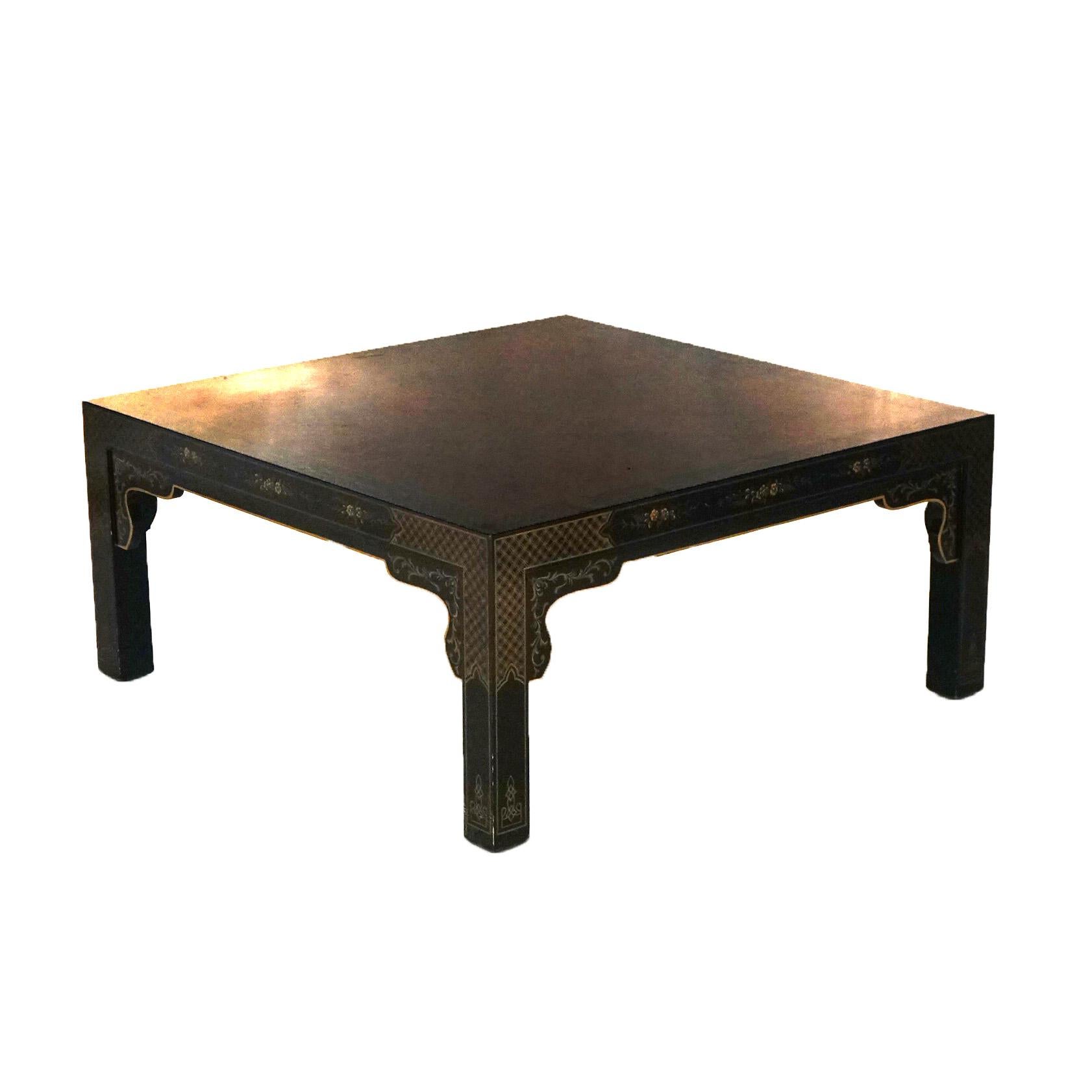  Drexel Heritage Mahogany And Ebonized Chinoiserie Decorated Low Table C1950 For Sale 7