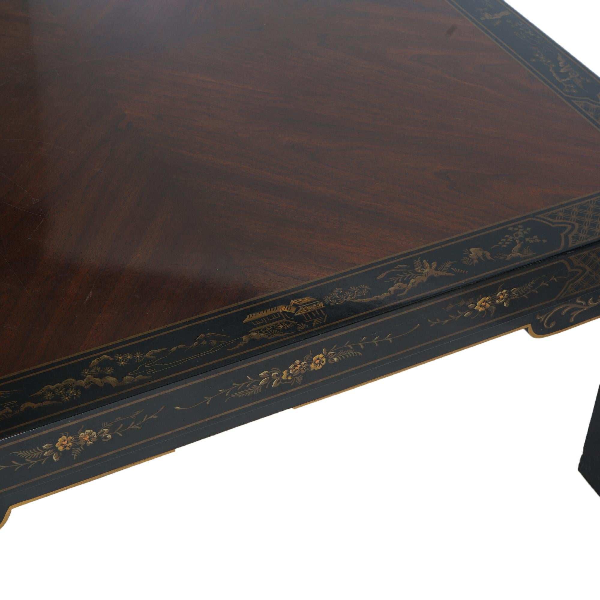  Drexel Heritage Mahogany And Ebonized Chinoiserie Decorated Low Table C1950 In Good Condition For Sale In Big Flats, NY