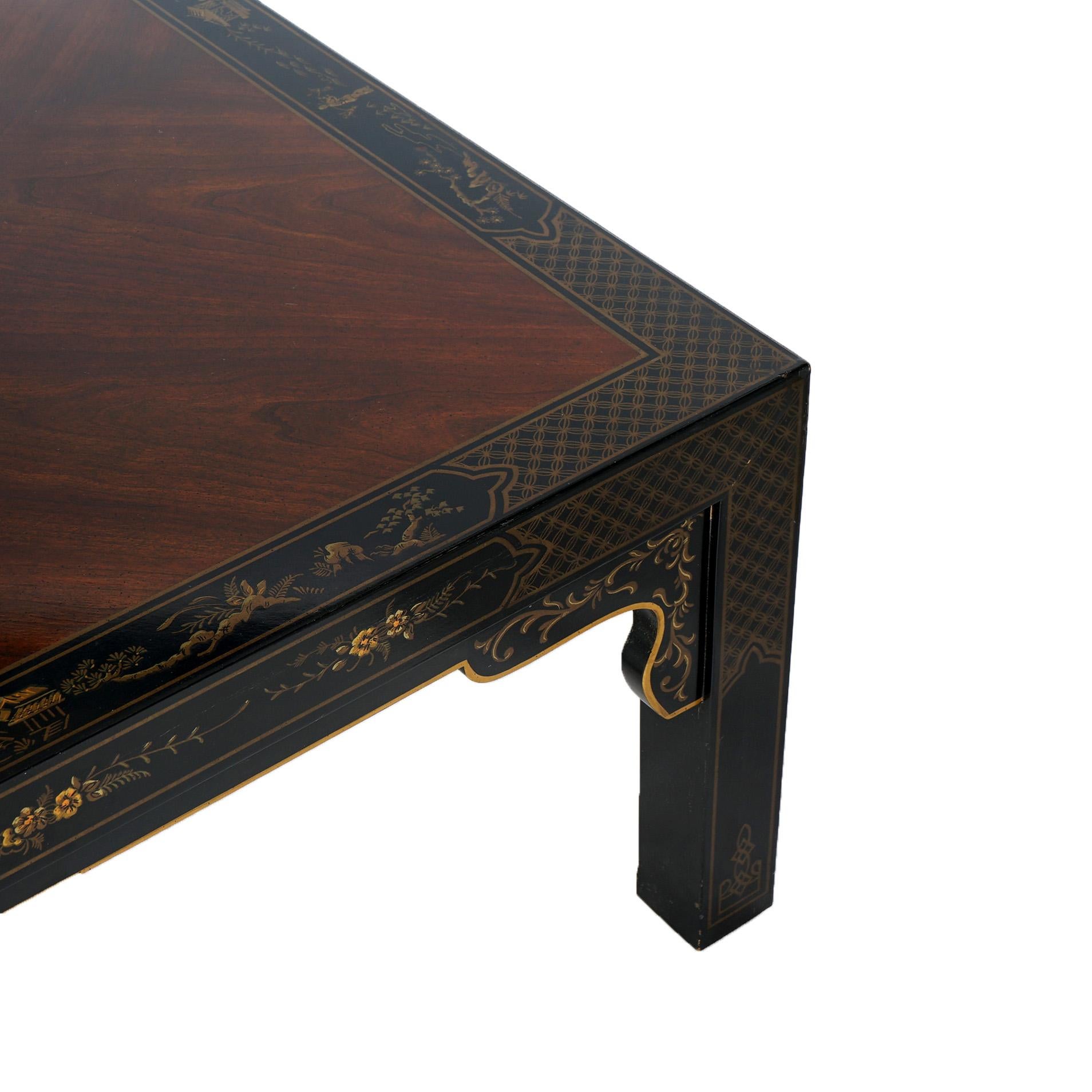 20th Century  Drexel Heritage Mahogany And Ebonized Chinoiserie Decorated Low Table C1950 For Sale