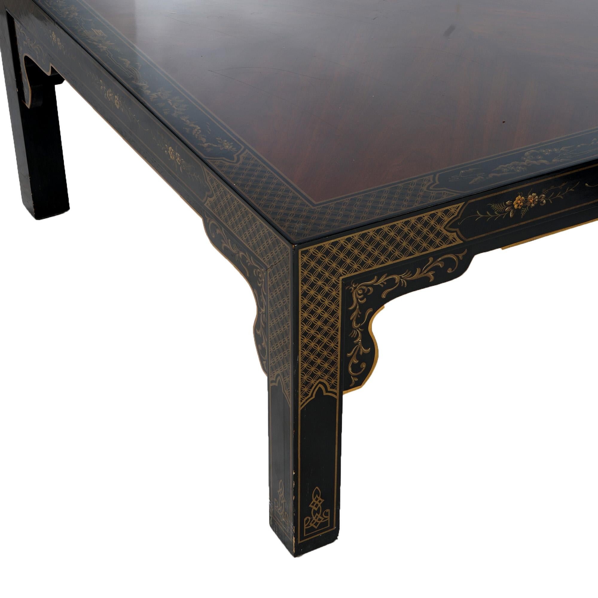  Drexel Heritage Mahogany And Ebonized Chinoiserie Decorated Low Table C1950 For Sale 1
