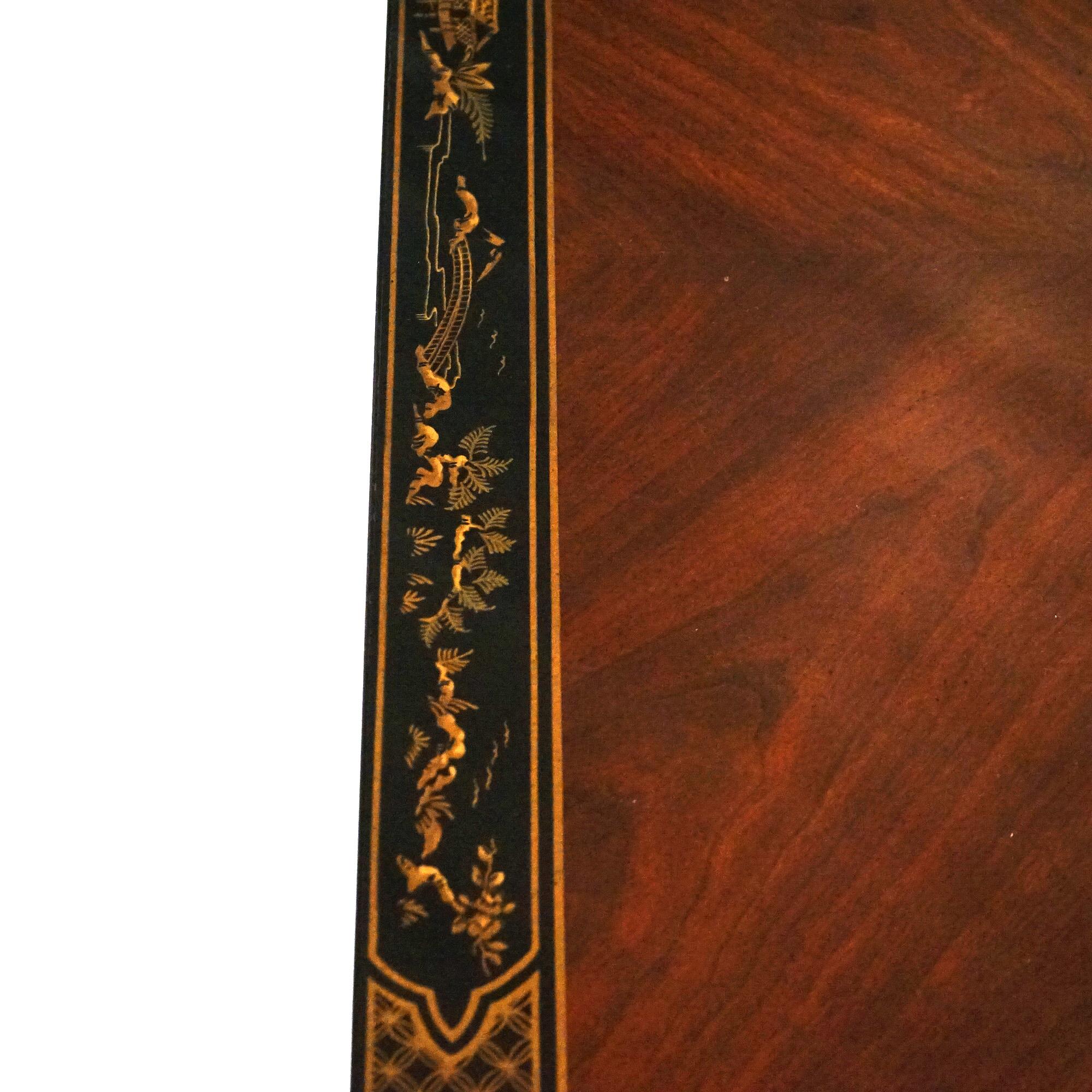  Drexel Heritage Mahogany And Ebonized Chinoiserie Decorated Low Table C1950 For Sale 3