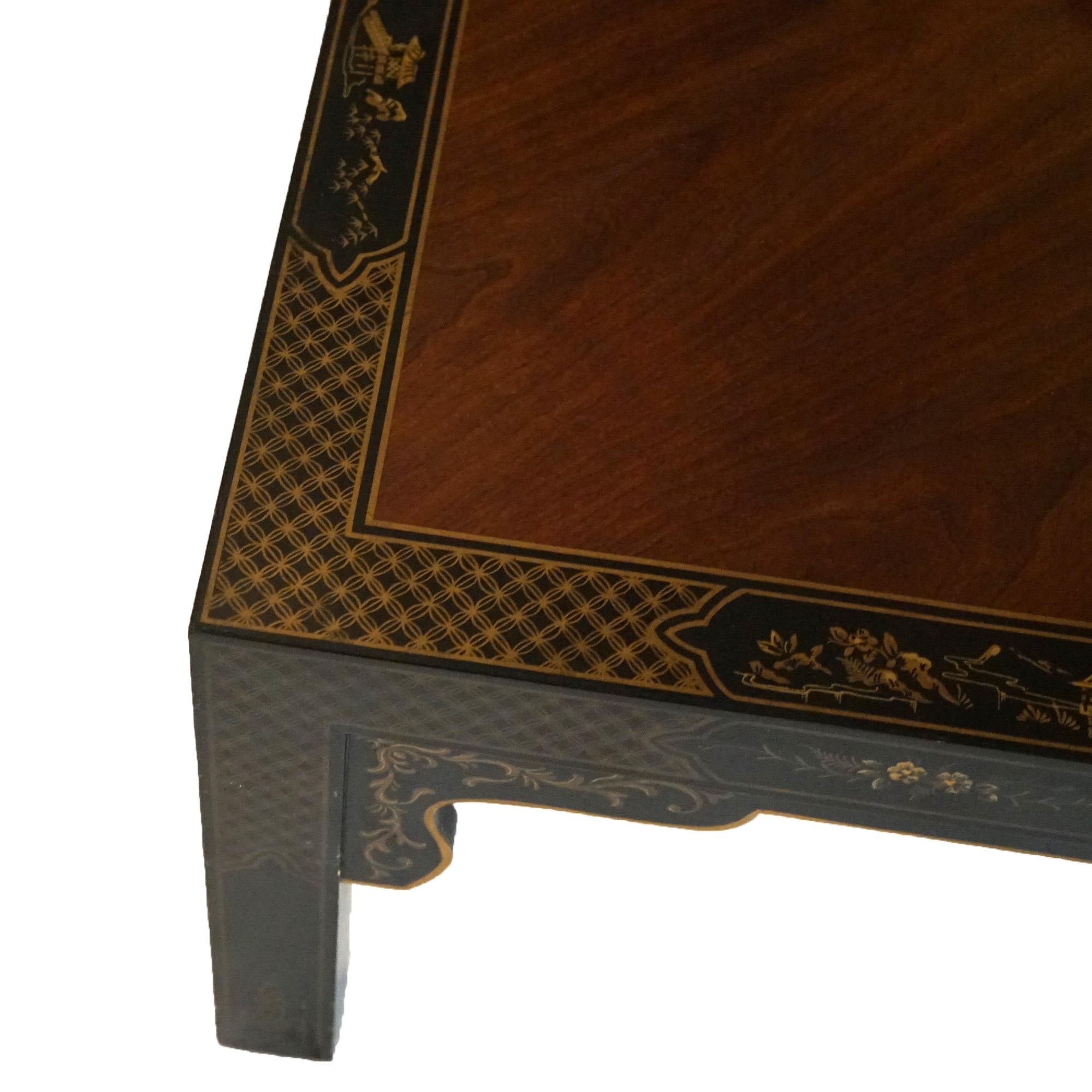  Drexel Heritage Mahogany And Ebonized Chinoiserie Decorated Low Table C1950 For Sale 4