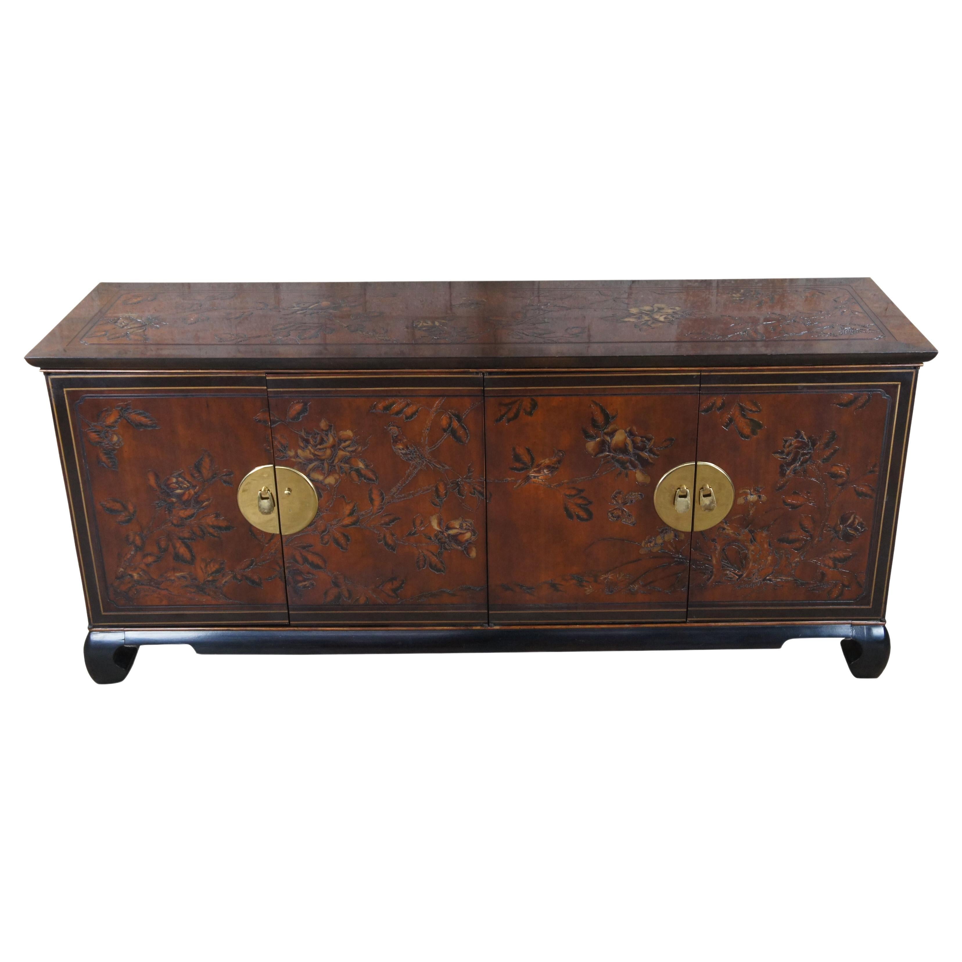 Drexel Heritage Mahogany Chinoiserie Connoisseur Sideboard Buffet Credenza 68"