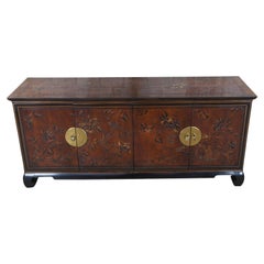 Vintage Drexel Heritage Mahogany Chinoiserie Connoisseur Sideboard Buffet Credenza 68"