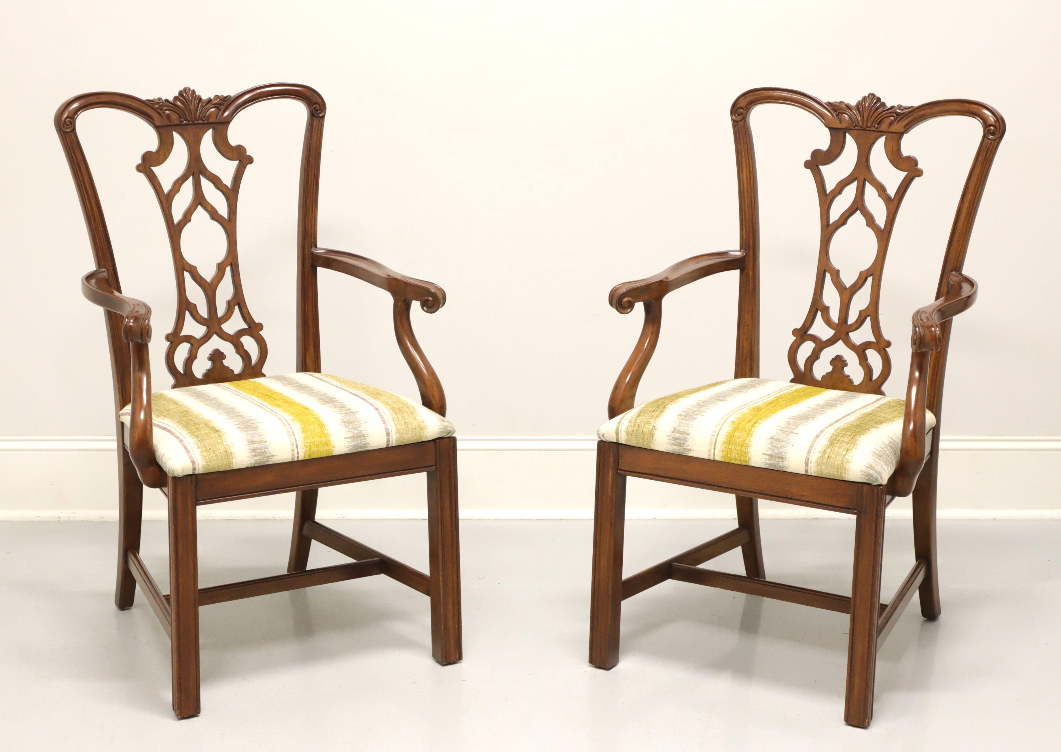 DREXEL HERITAGE Mahogany Chippendale Straight Leg Dining Armchairs - Pair For Sale 6