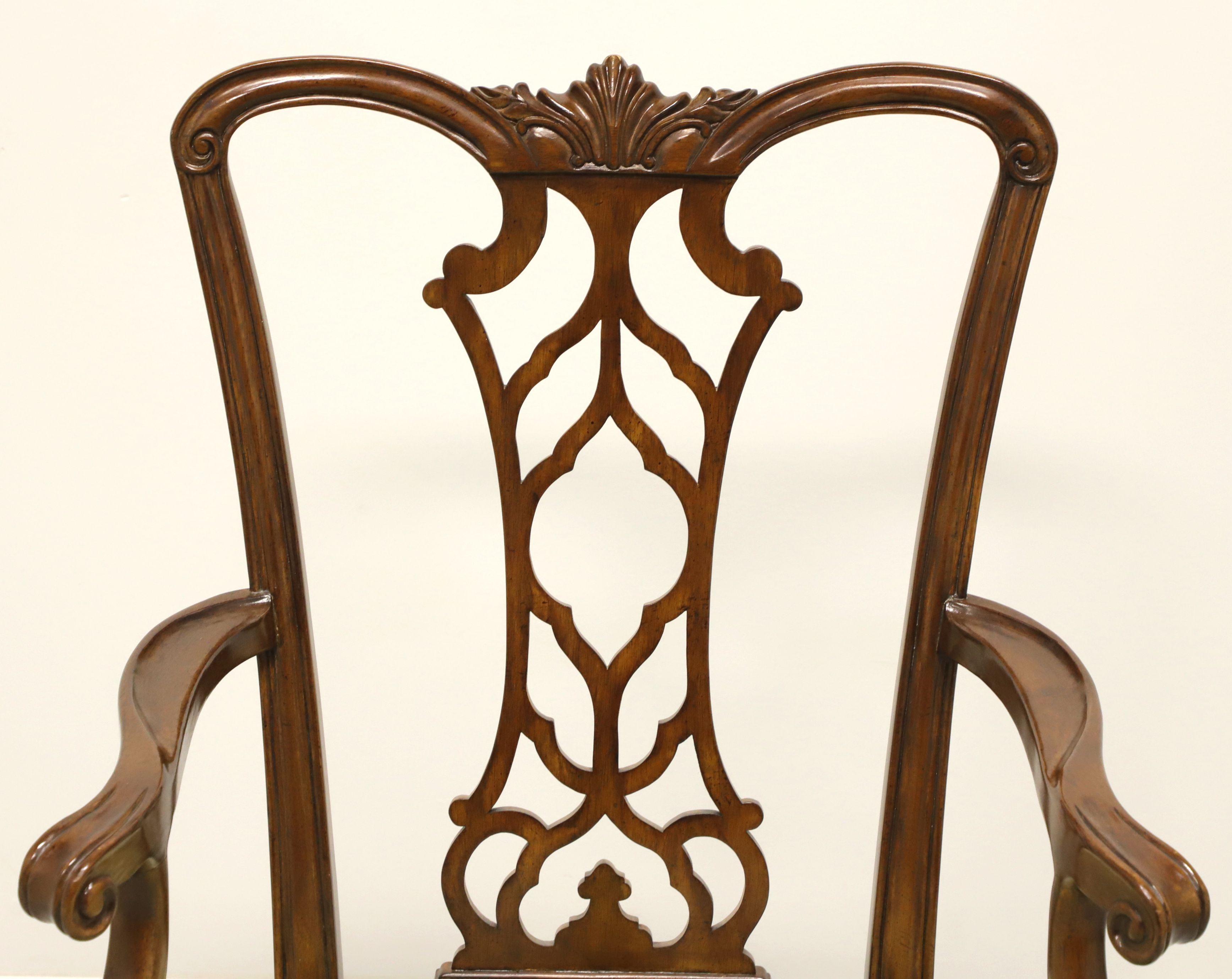 DREXEL HERITAGE Mahogany Chippendale Straight Leg Dining Armchairs - Pair For Sale 1