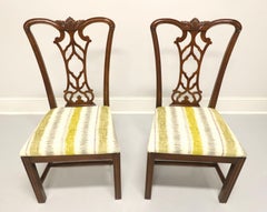 DREXEL HERITAGE Mahogany Chippendale Straight Leg Dining Side Chairs - Pair B