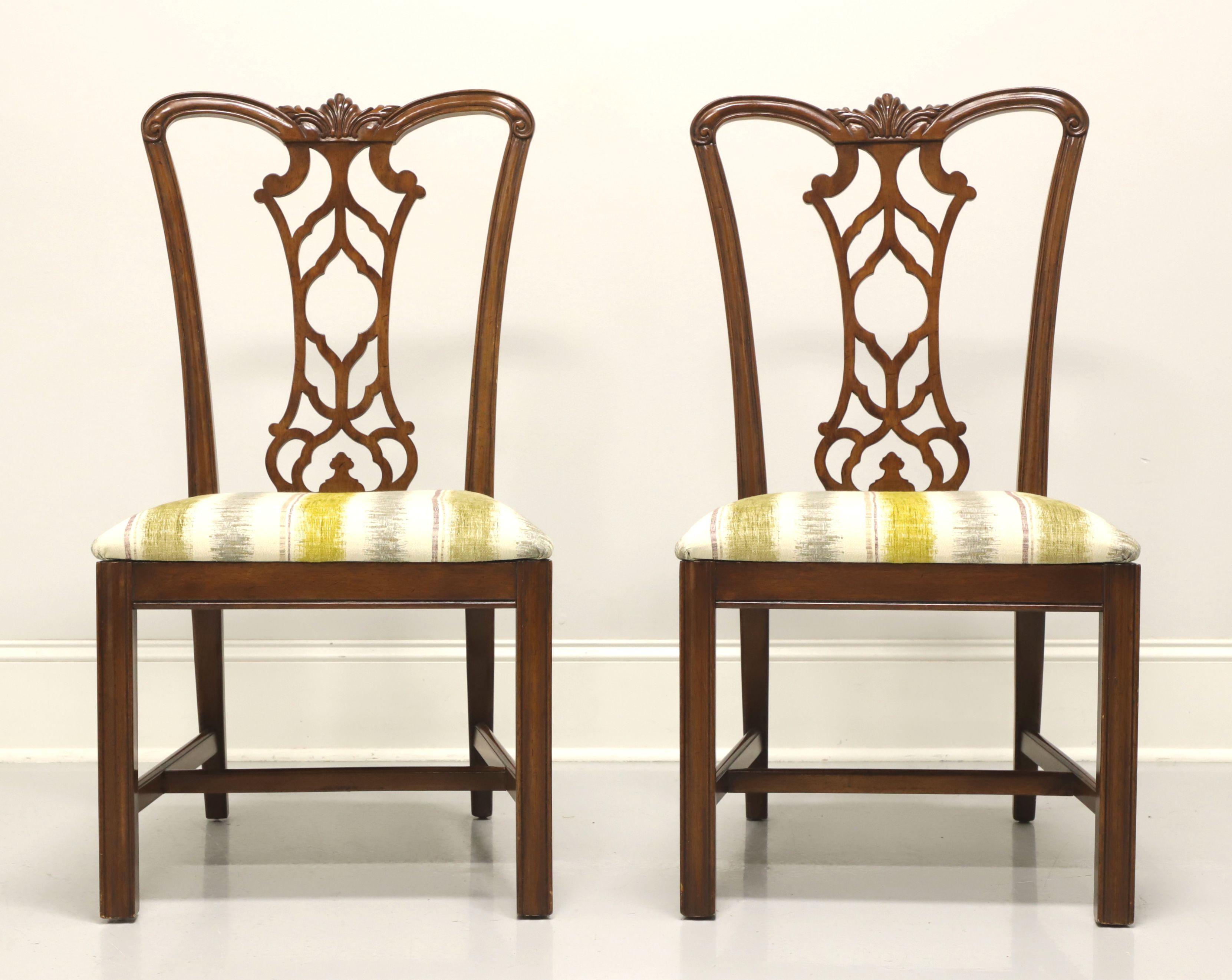 American DREXEL HERITAGE Mahogany Chippendale Straight Leg Dining Side Chairs - Pair B For Sale