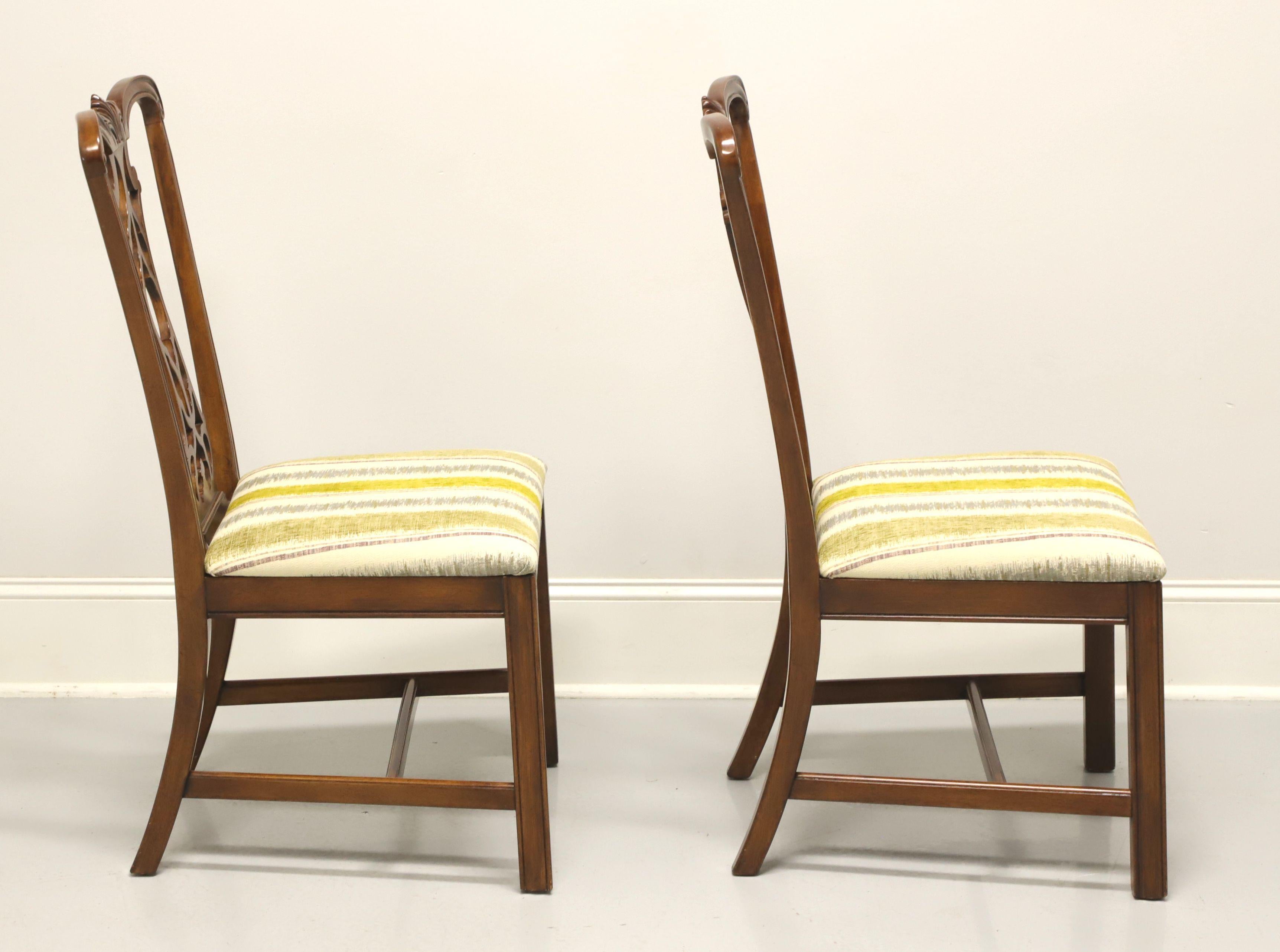 DREXEL HERITAGE Mahogany Chippendale Straight Leg Dining Side Chairs - Pair B In Good Condition For Sale In Charlotte, NC
