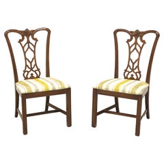 DREXEL HERITAGE Mahogany Chippendale Straight Leg Dining Side Chairs - Pair B