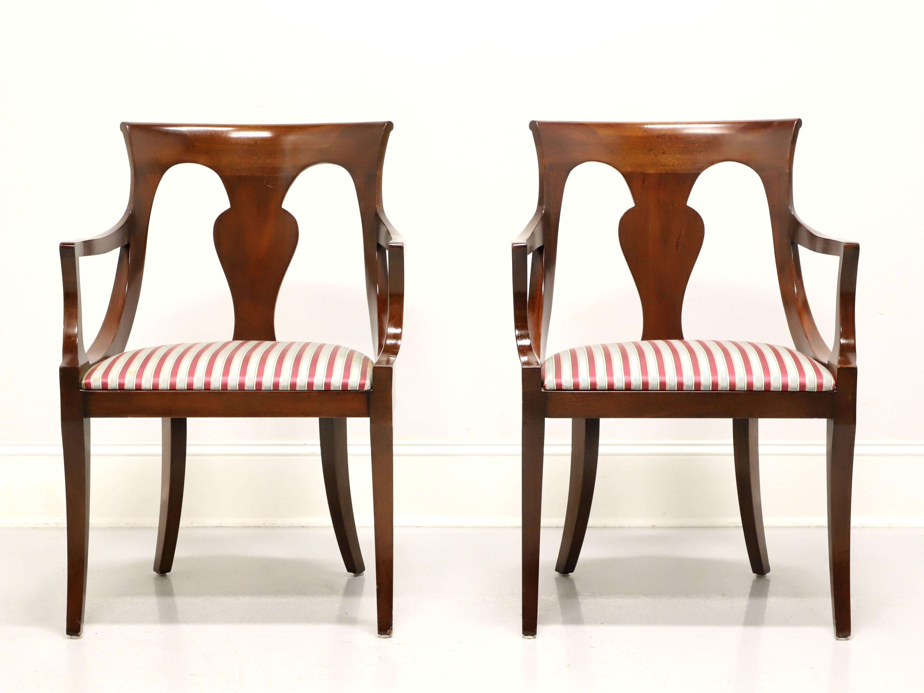 DREXEL HERITAGE Mahogany Empire Style Dining Armchairs Pair For Sale