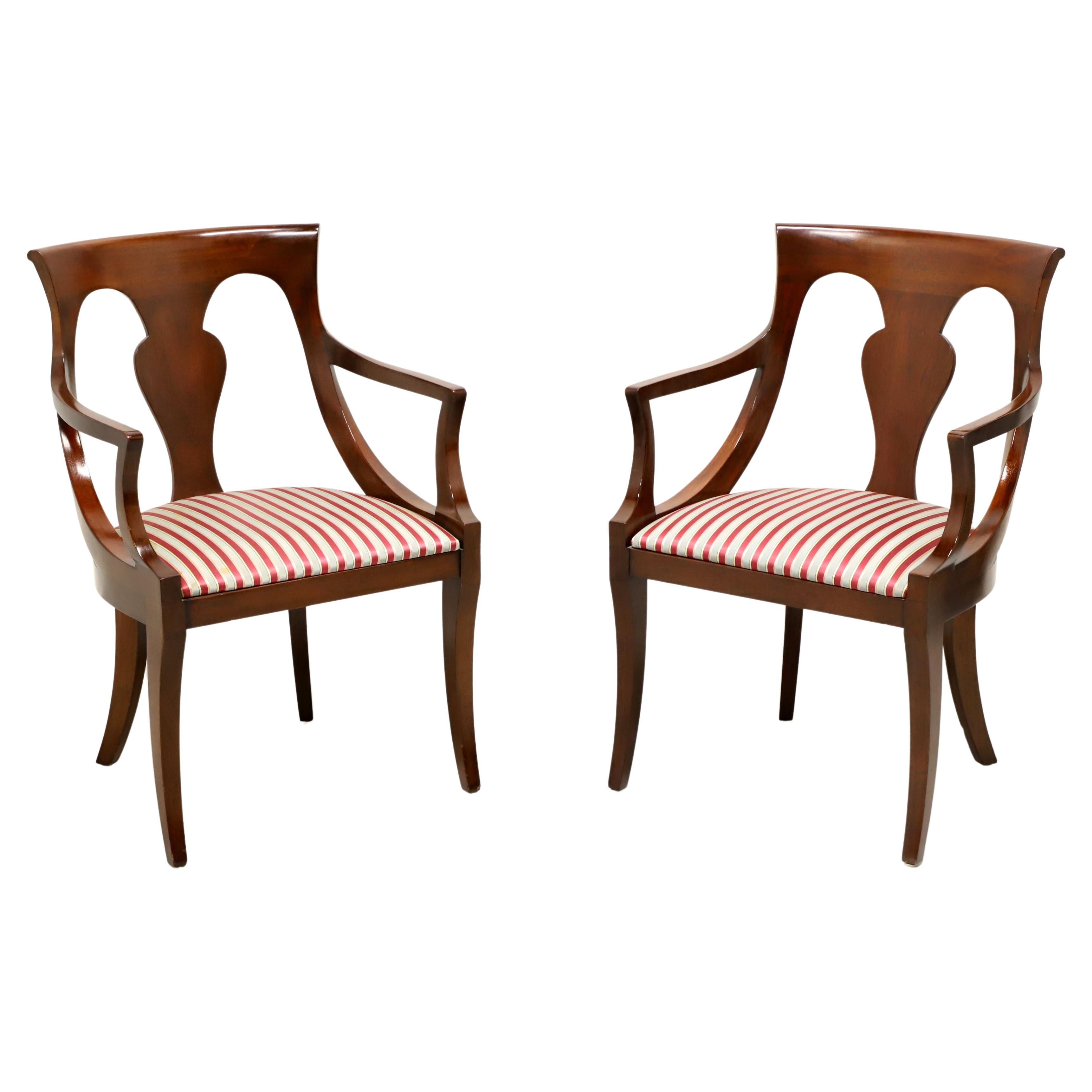 DREXEL HERITAGE Mahogany Empire Style Dining Armchairs - Pair For Sale