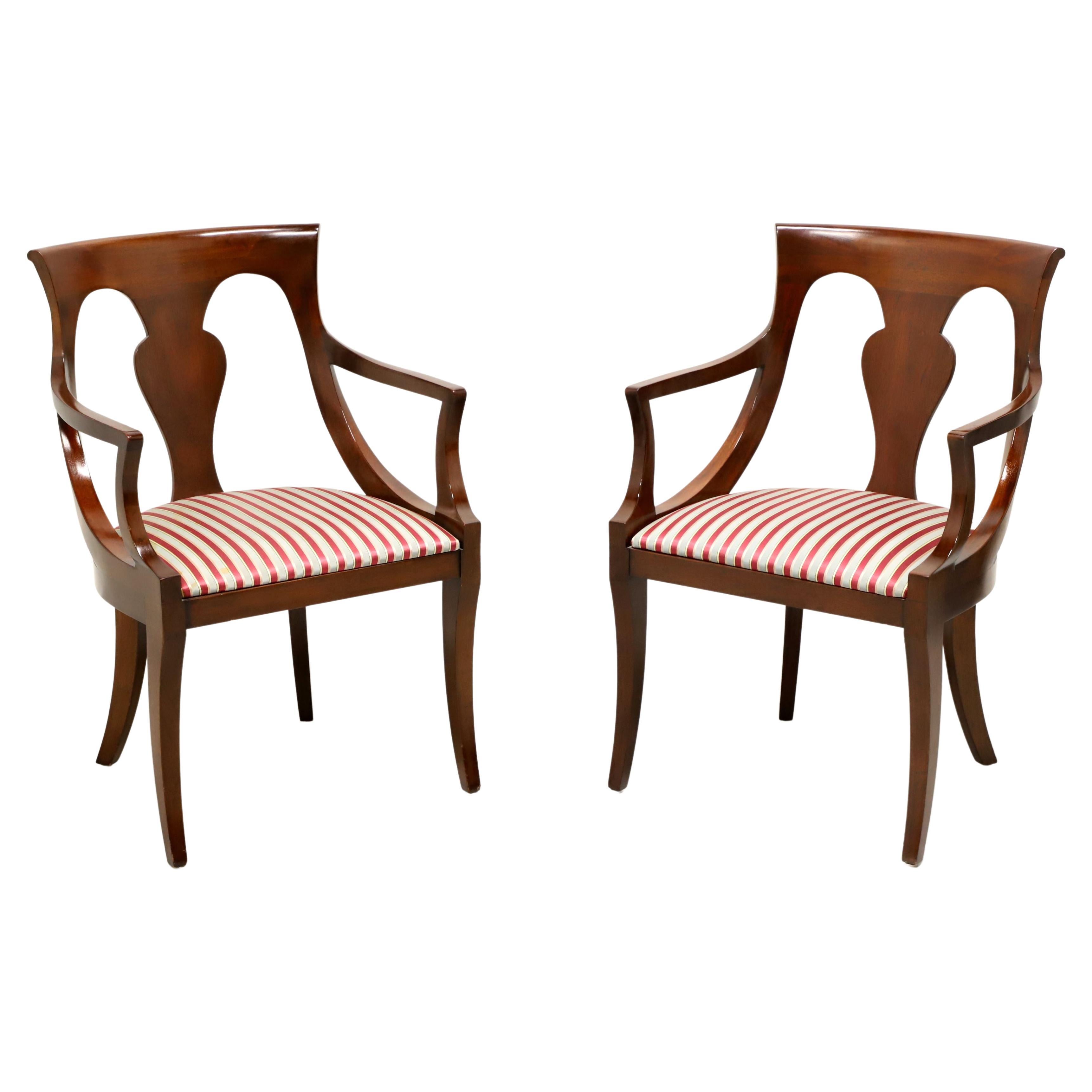DREXEL HERITAGE Mahogany Empire Style Dining Armchairs - Pair