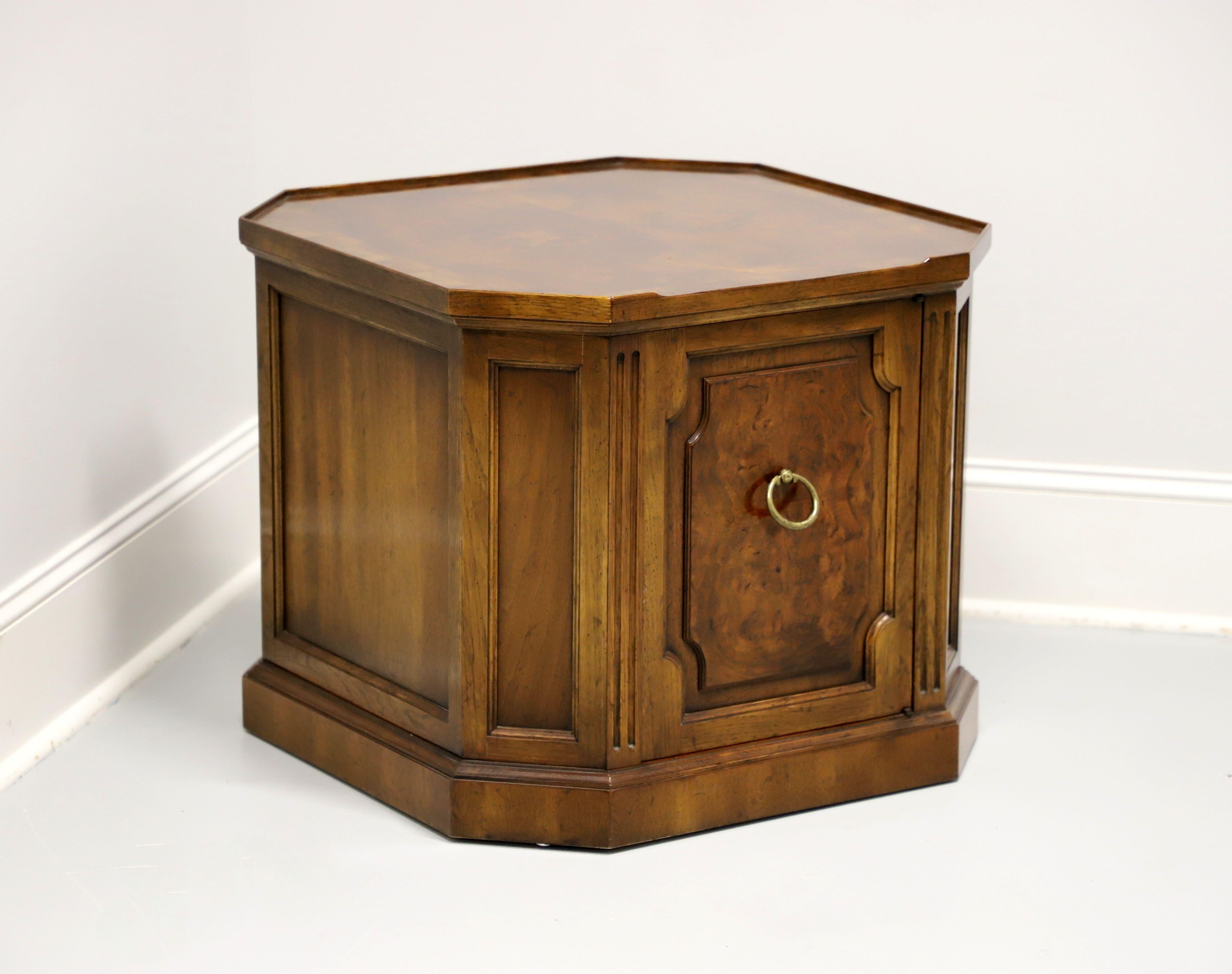 DREXEL HERITAGE Mid 20th Century Burl Walnut Cabinet End Side Table For Sale 5