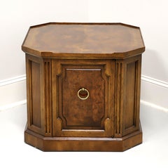 DREXEL HERITAGE Mid 20th Century Burl Walnut Cabinet End Side Table