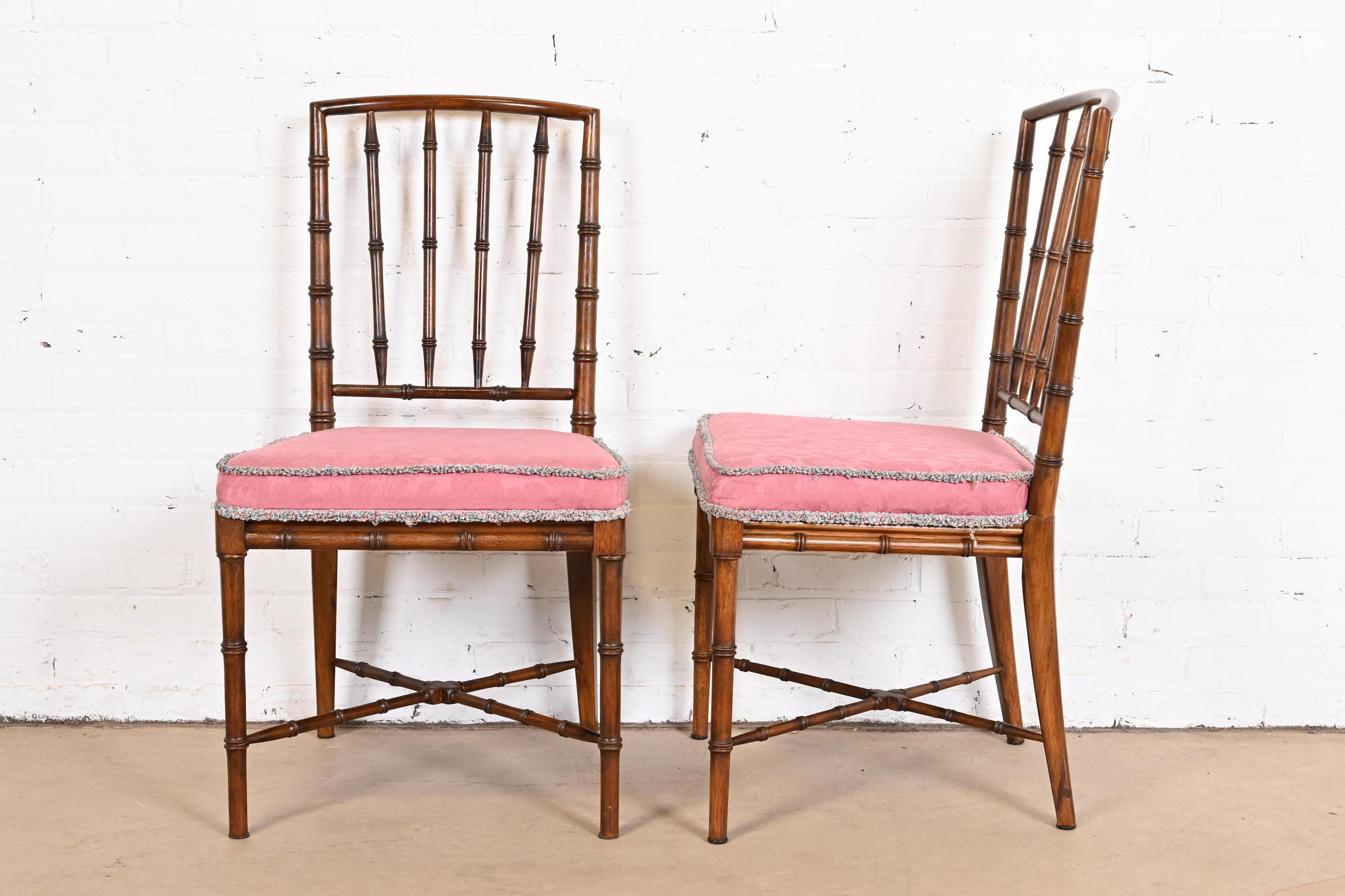 Late 20th Century Drexel Heritage Midcentury Hollywood Regency Bamboo Form Dining Chairs, 1970s