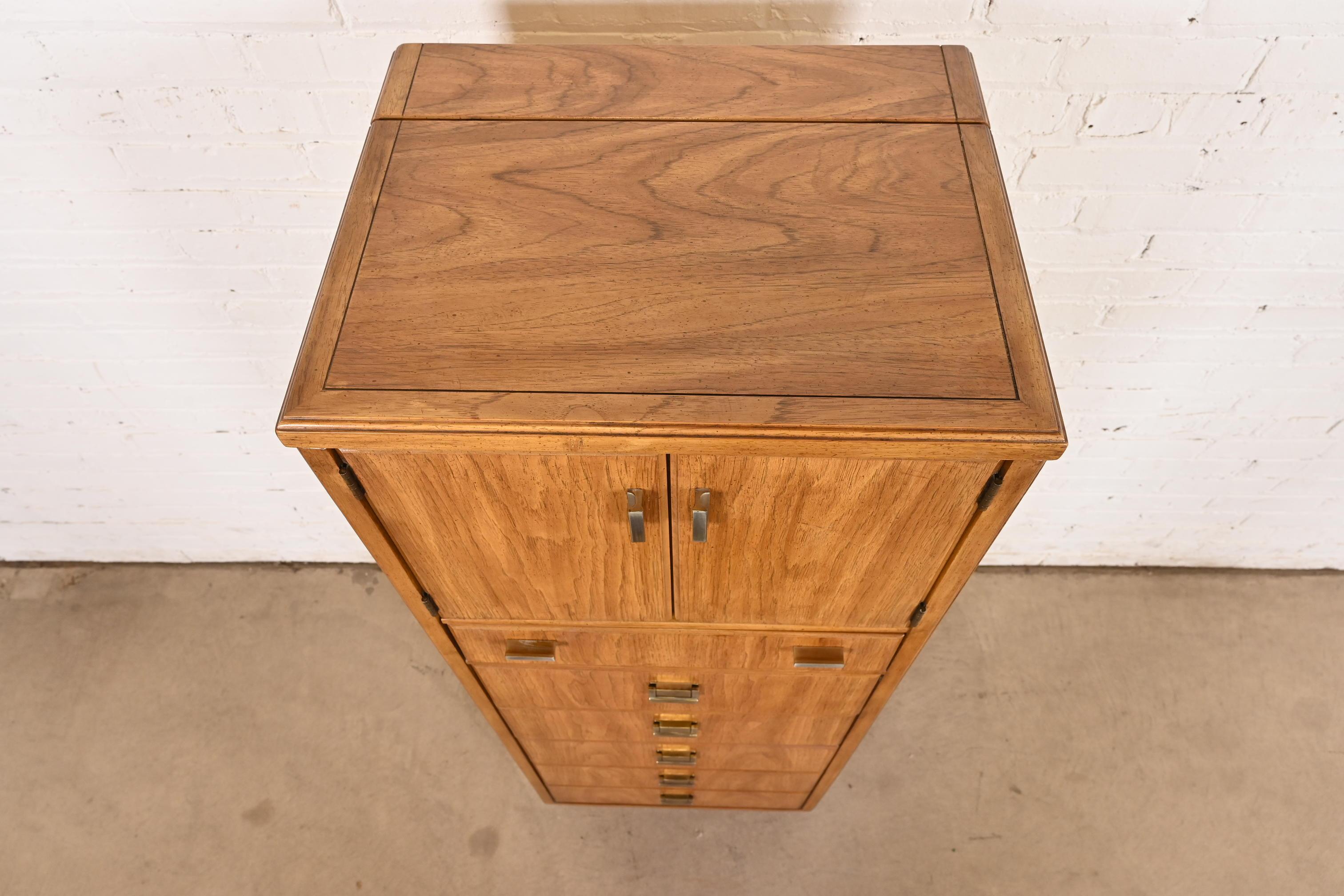 Drexel Heritage Mid-Century Hollywood Regency Campaign Walnut Lingerie Chest 4