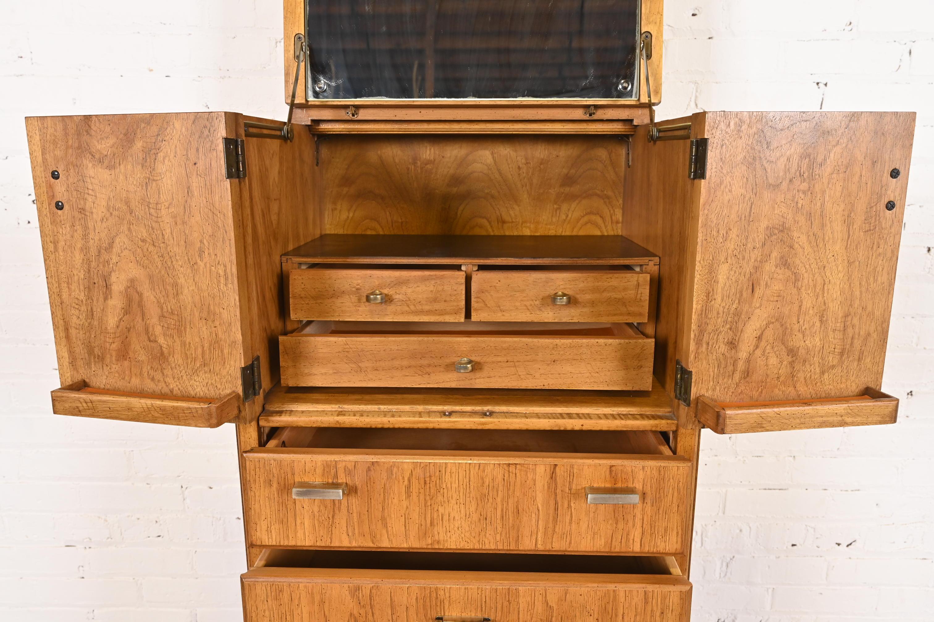 Drexel Heritage Mid-Century Hollywood Regency Campaign Walnut Lingerie Chest 1