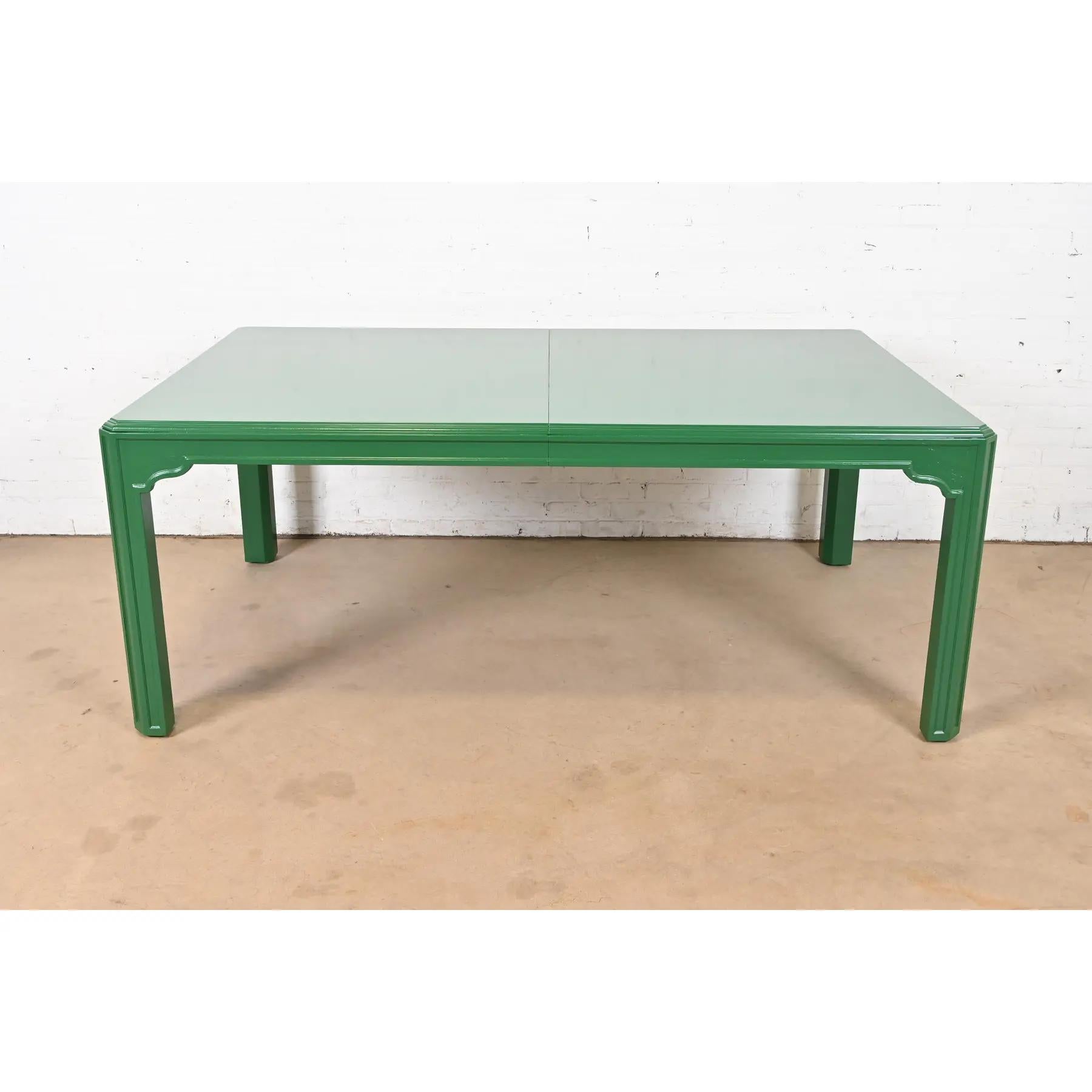 Mid-Century Modern Drexel Heritage Mid-Century Hollywood Regency Green Dining Table, Refinished For Sale
