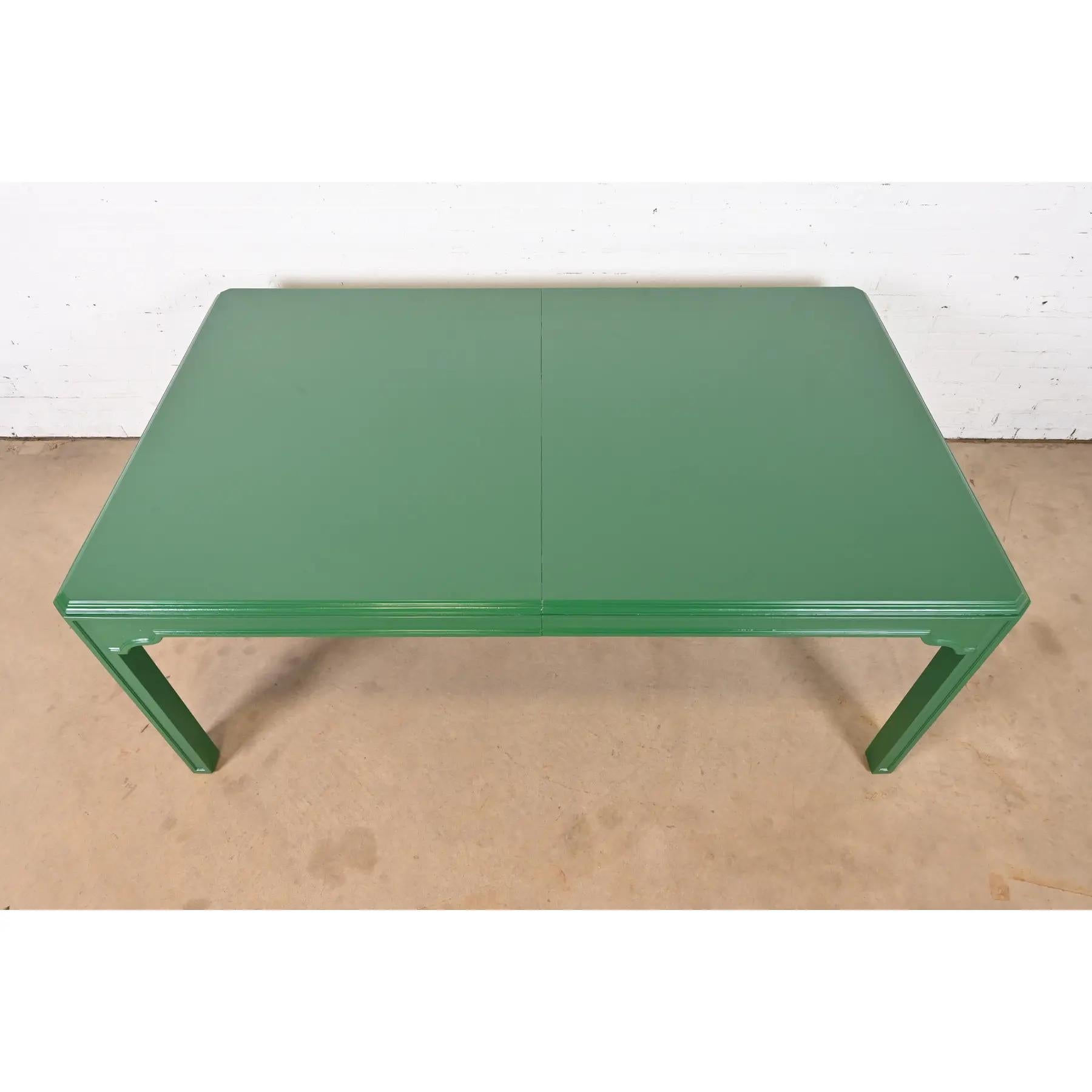 Late 20th Century Drexel Heritage Mid-Century Hollywood Regency Green Dining Table, Refinished For Sale