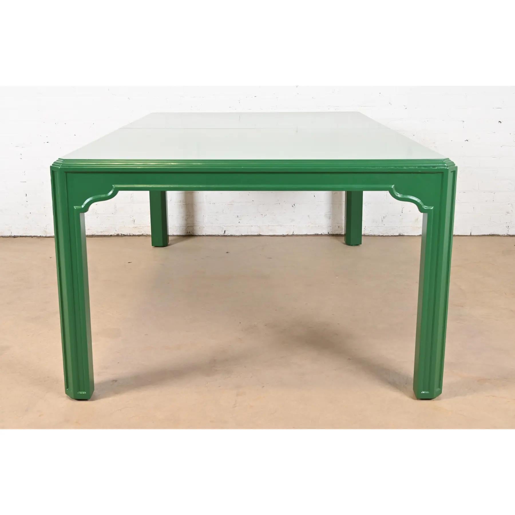 Drexel Heritage Mid-Century Hollywood Regency Green Dining Table, Refinished For Sale 2