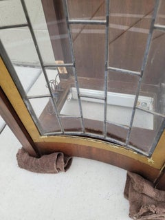 Drexel Heritage Midcentury Leaded Glass Display Cabinet