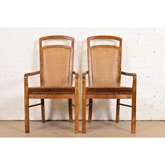 Drexel Heritage Mid-Century Modern Armchairs or Dining Captain Chairs, Pair