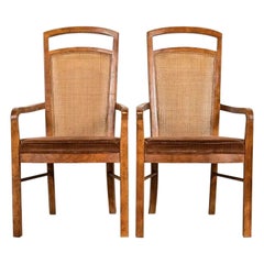 Drexel Heritage Mid-Century Modern Armchairs or Dining Captain Chairs, Pair