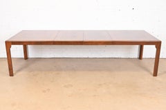Drexel Heritage Mid-Century Modern Burled Walnut Dining Table, Newly Refinished