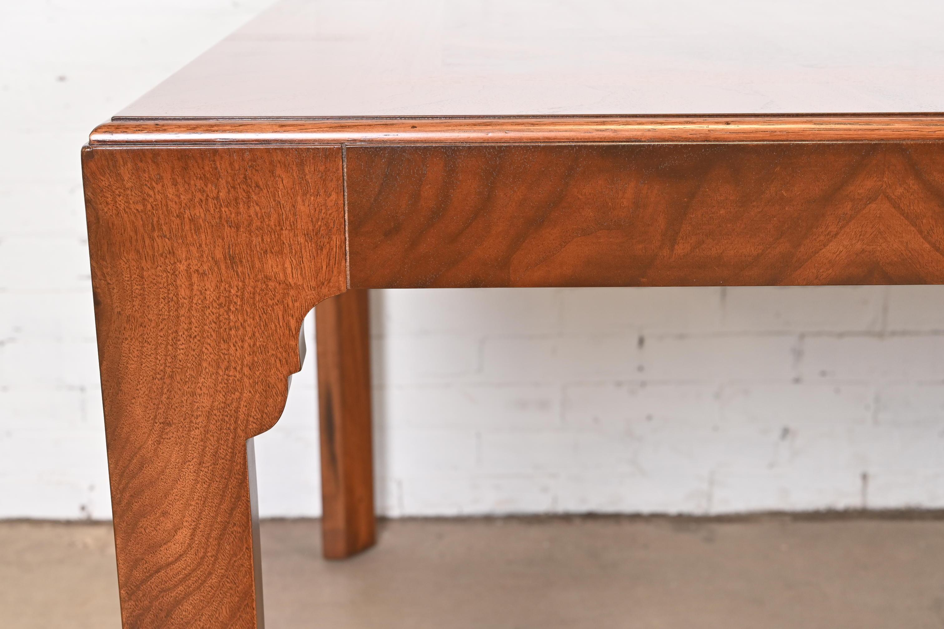 Drexel Heritage Mid-Century Modern Burled Walnut Dining Table, Newly Refinished For Sale 3