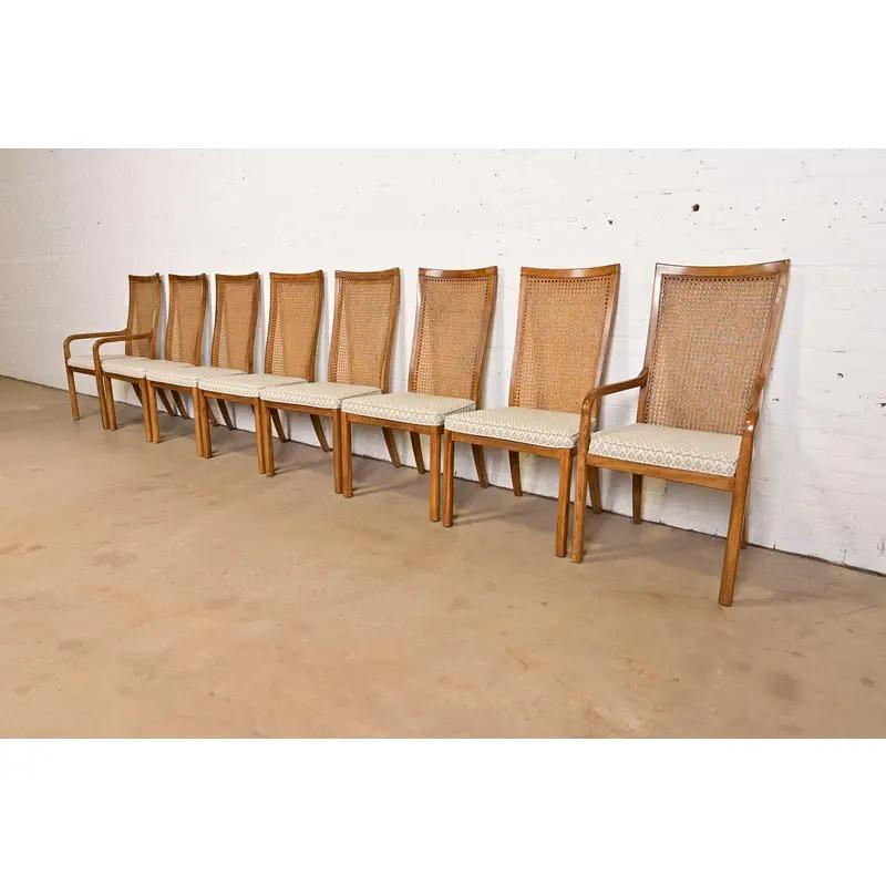 Drexel Heritage Mid-Century Modern Hohe Rückenlehne Esszimmerstühle, Satz von acht im Zustand „Gut“ im Angebot in South Bend, IN