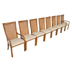 Drexel Heritage Mid-Century Modern High Back Dining Chairs, Set of Eight