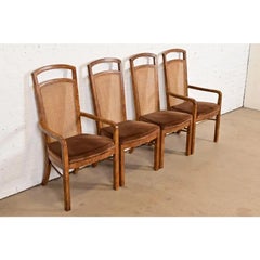 Drexel Heritage Mid-Century Modern High Back Dining Chairs, Set of Four