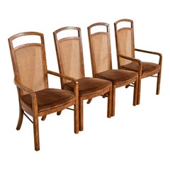 Drexel Heritage Mid-Century Modern High Back Dining Chairs, Set of Four