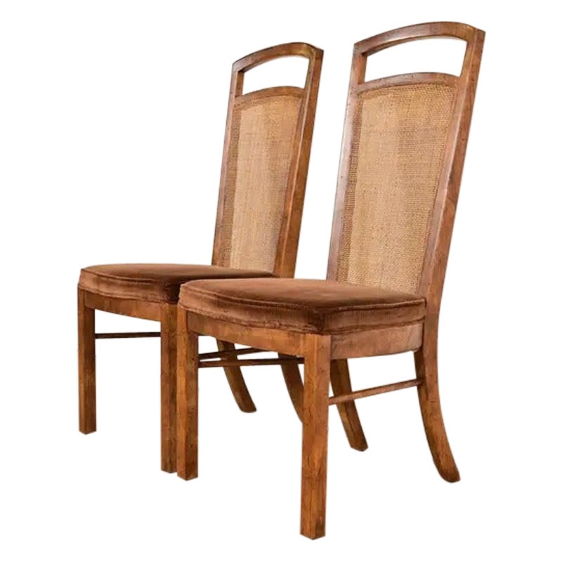 Drexel Heritage Chaises d
appoint ou chaises de salle à manger à dossier haut, modernes du milieu du siècle, paire