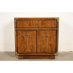 Drexel Heritage Mid-Century Modern Hollywood Regency Campaign Walnut Nightstand