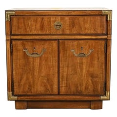 Drexel Heritage Mid-Century Modern Hollywood Regency Campaign Walnut Nightstand
