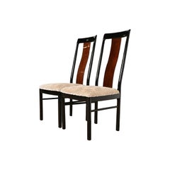 Drexel Heritage Mid-Century Modern Hollywood Regency Walnut Dining Chairs, Pair