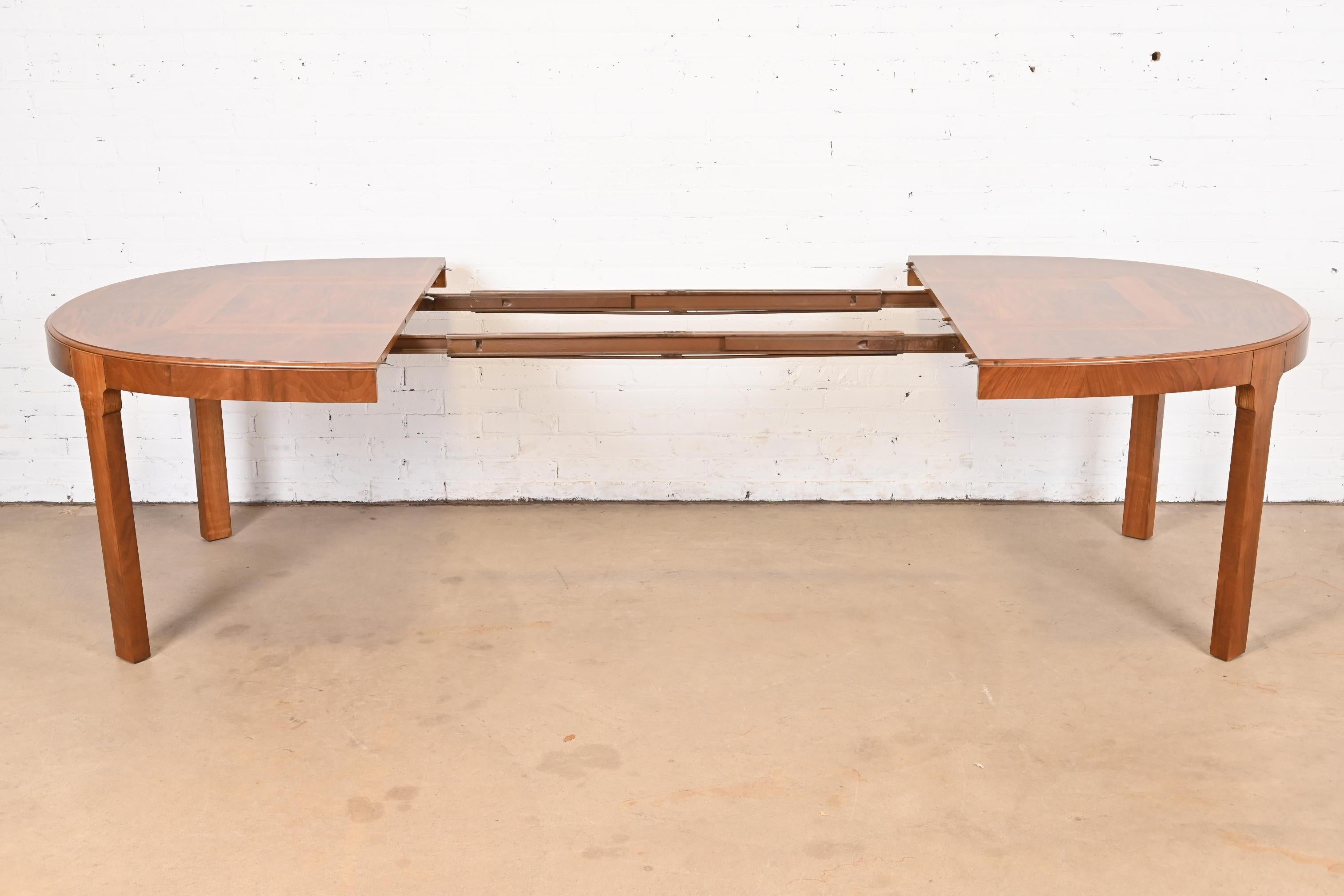 Drexel Heritage Mid-Century Modern Inlaid Burled Walnut Parquetry Dining Table 5