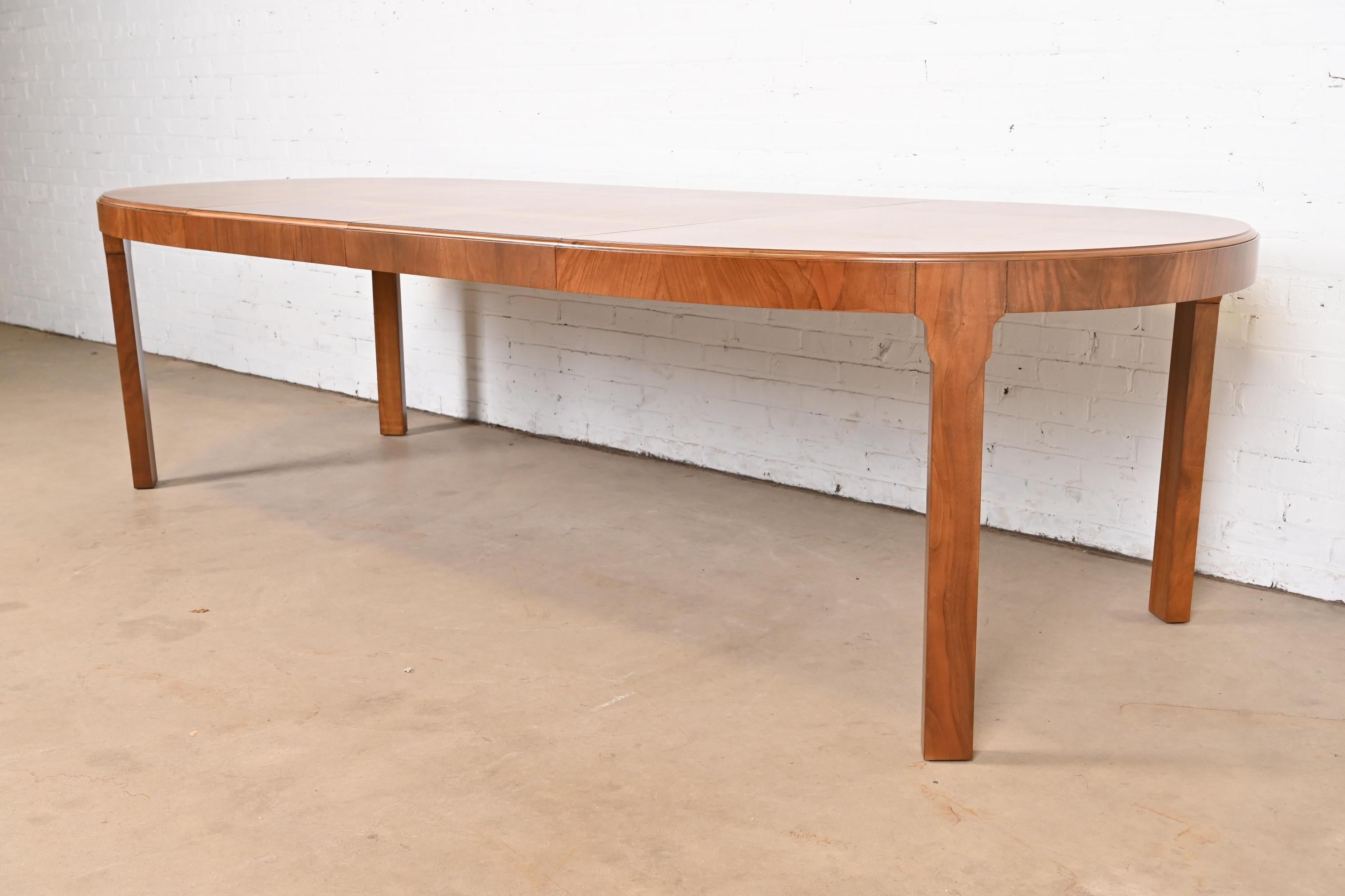 Late 20th Century Drexel Heritage Mid-Century Modern Inlaid Burled Walnut Parquetry Dining Table