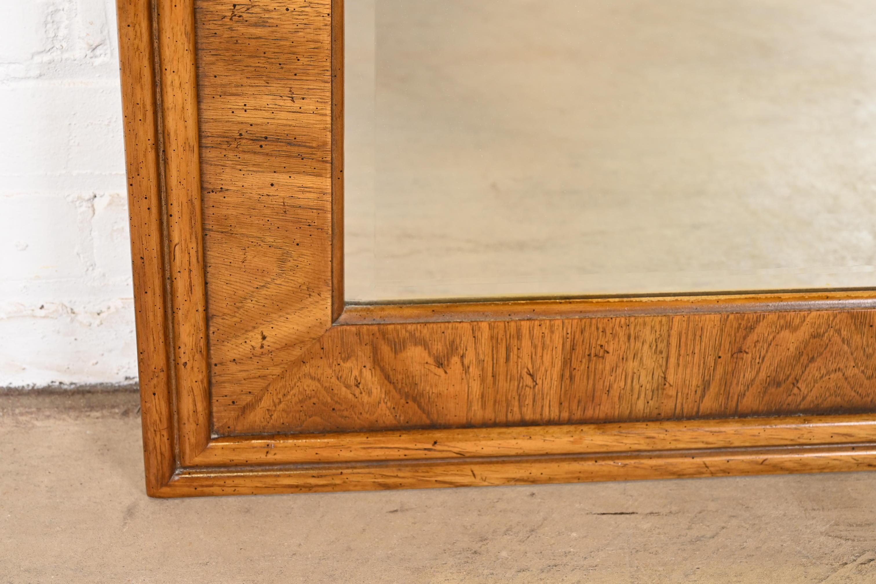 Drexel Heritage Mid-Century Modern Large Walnut Framed Beveled Wall Mirror For Sale 2