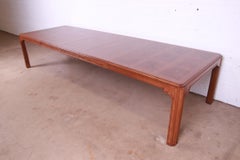 Drexel Heritage Mid-Century Modern Oak and Burl Wood Dining Table, Refinished