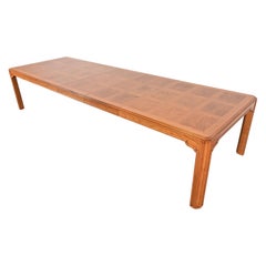 Drexel Heritage Mid-Century Modern Oak and Burl Wood Dining Table, Refinished