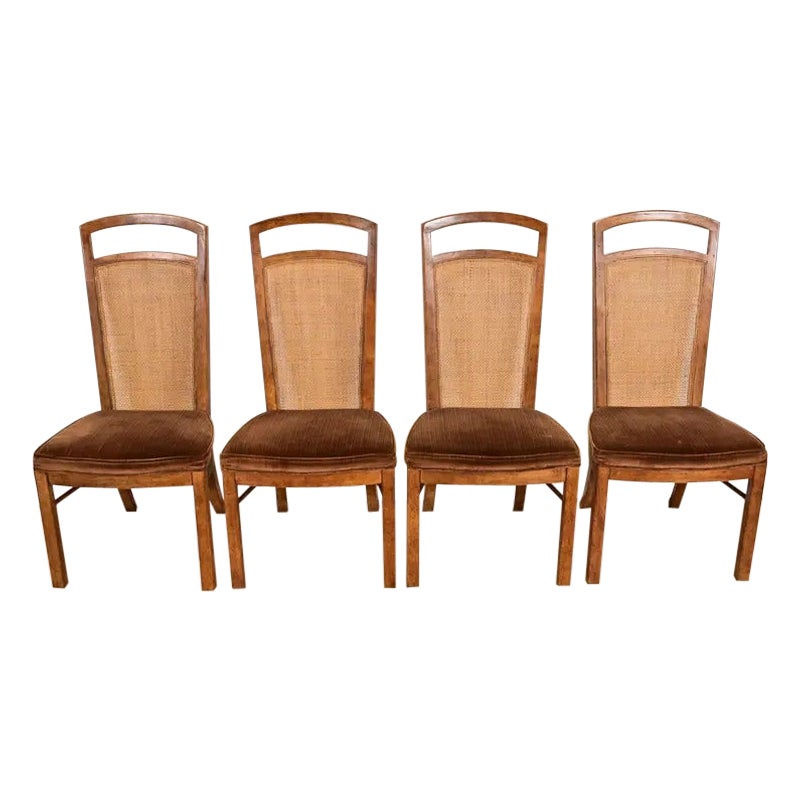 Drexel Heritage - Sedie da pranzo moderne in noce e canna, set di quattro sedie